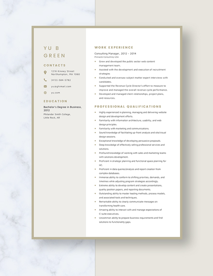 Consulting Manager Resume Template