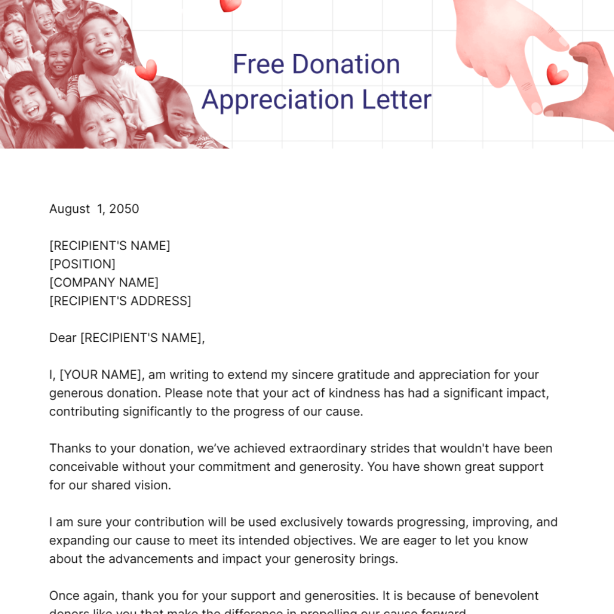 Donation Appreciation Letter Template