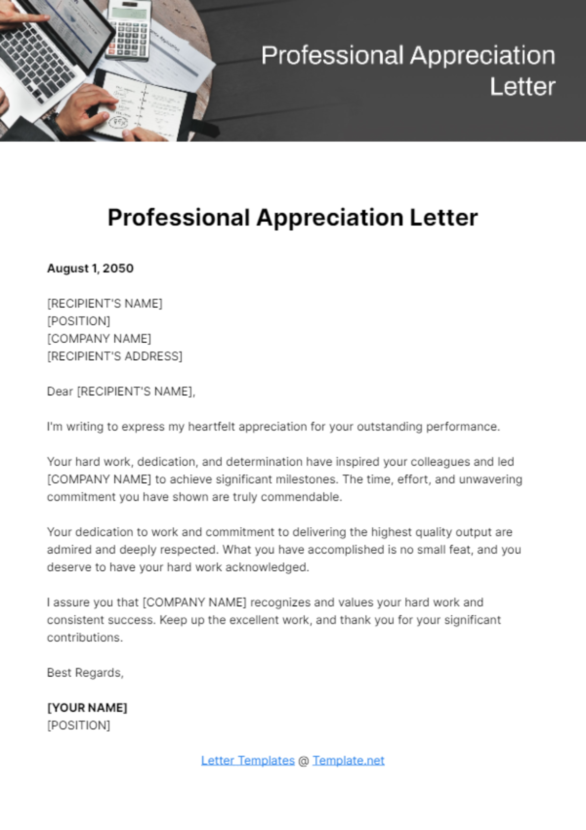 Free Professional Appreciation Letter Template