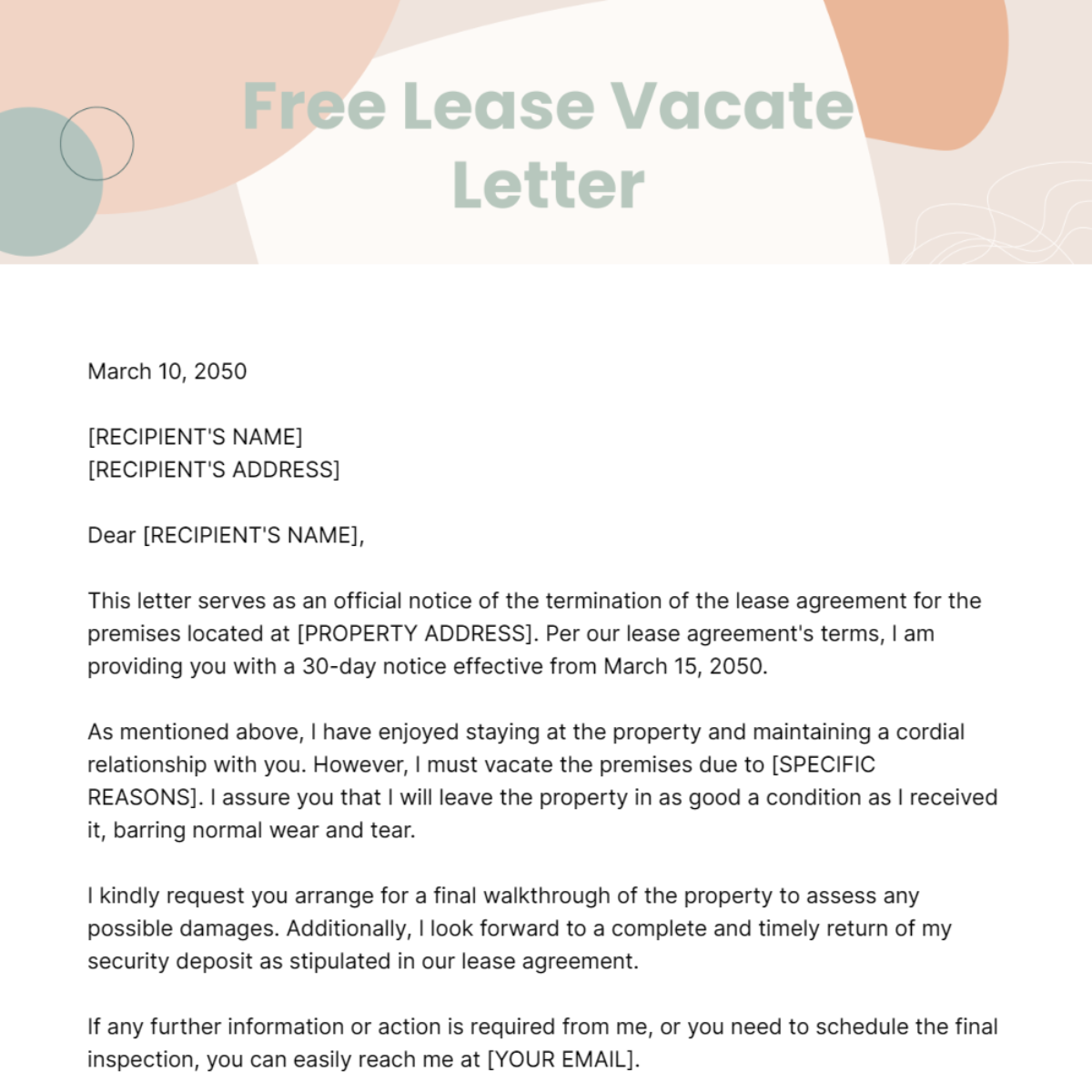Lease Vacate Letter Template