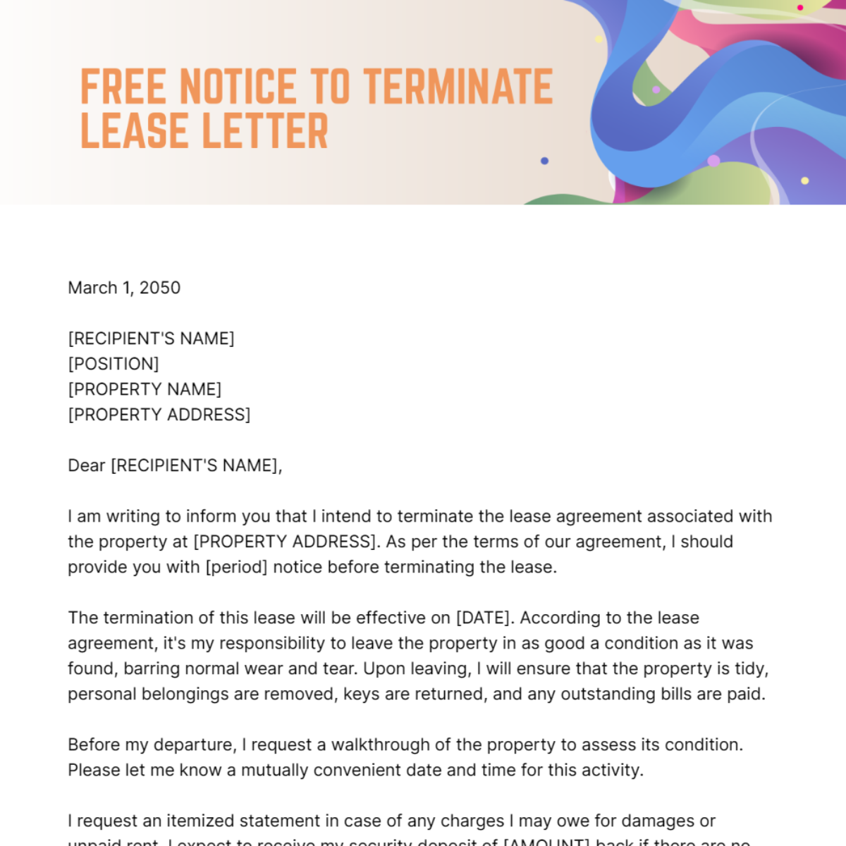 Notice to Terminate Lease Letter Template