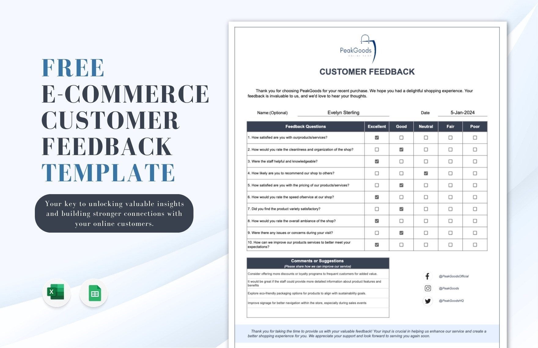 E-commerce Customer Feedback Template