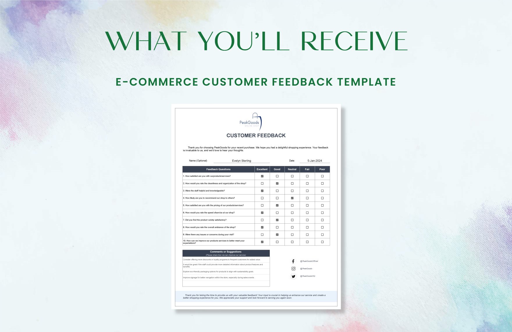 E-commerce Customer Feedback Template