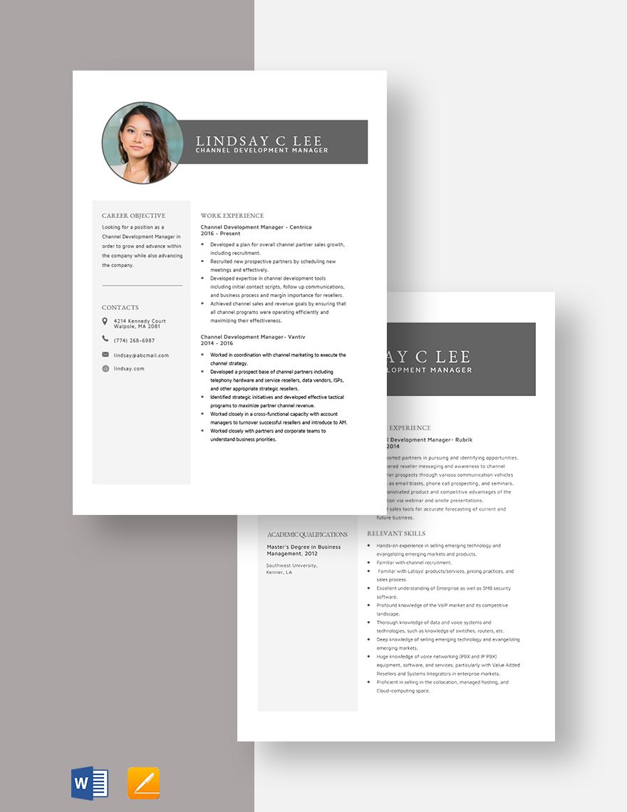 Channel Development Manager Resume