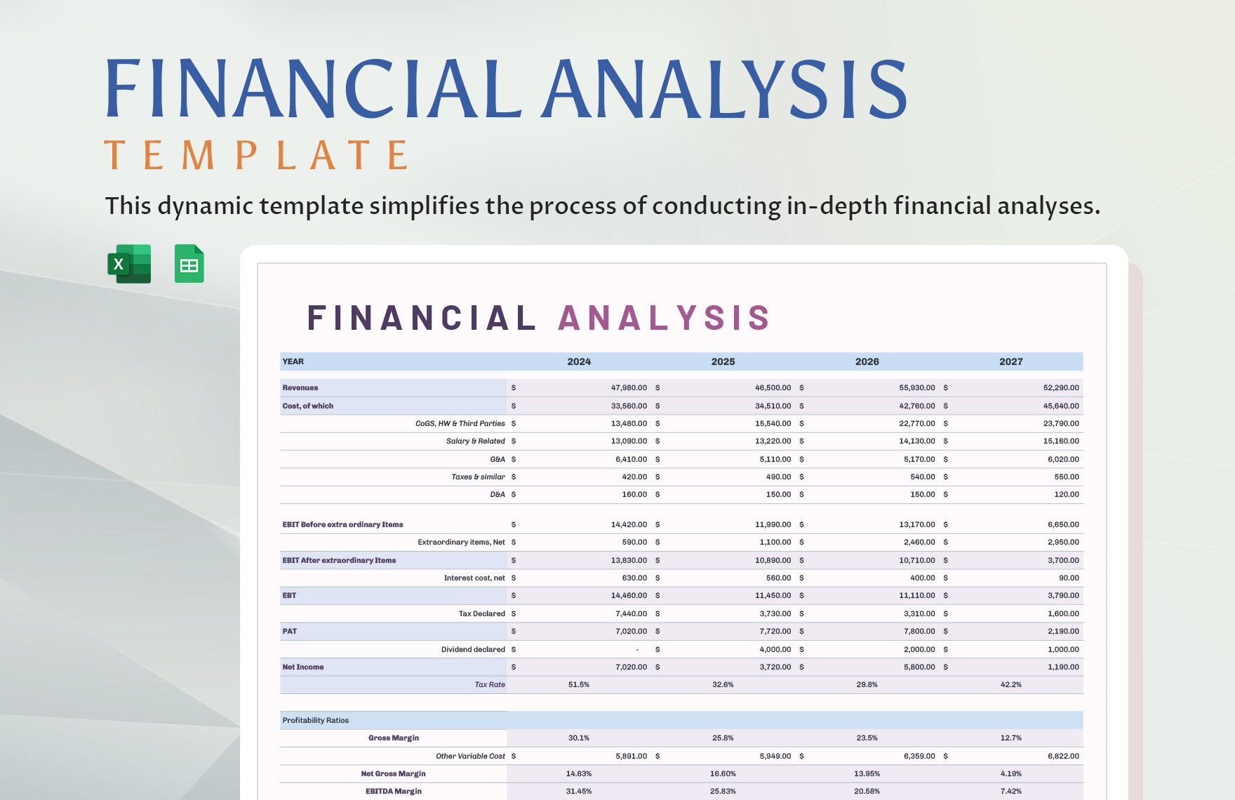 Free Financial Analysis Template in Excel, Google Sheets