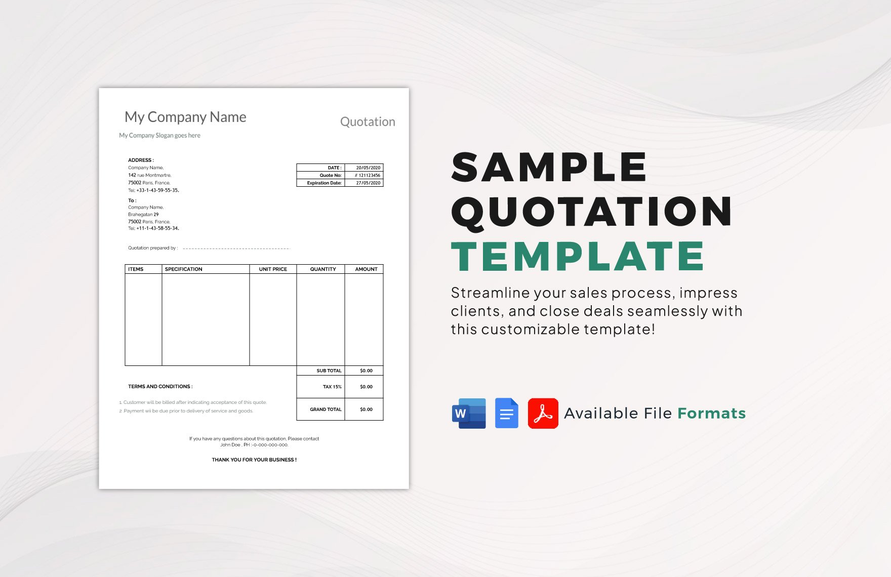 Sample Quotation Template