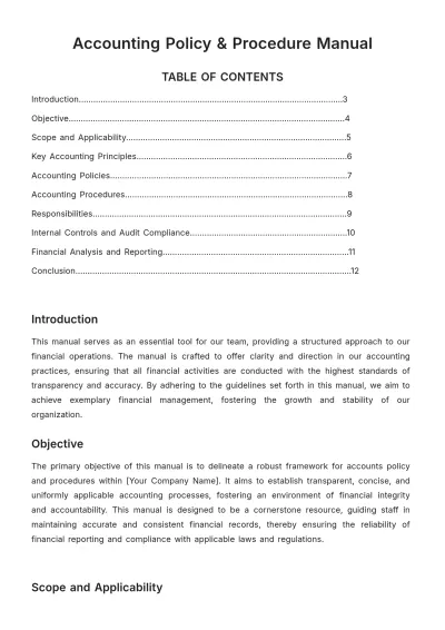 Free Accounting Policy & Procedure Manual Template to Edit Online