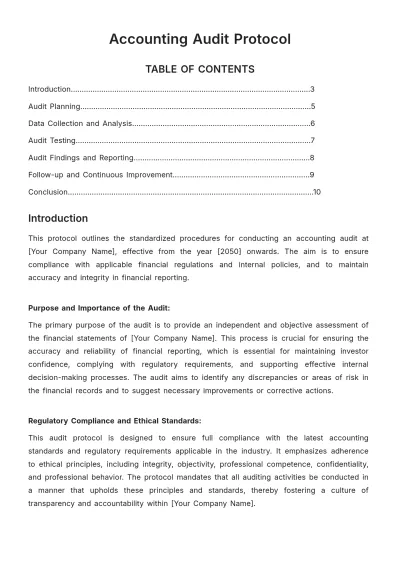 Free Accounting Audit Protocol Template to Edit Online