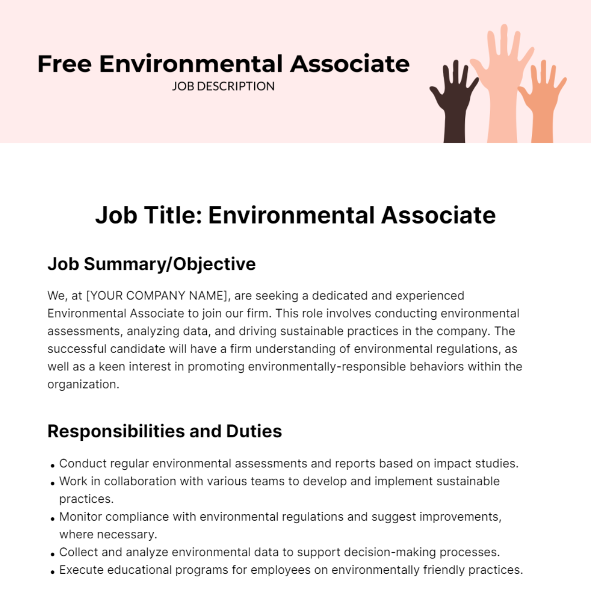 Environmental Associate Job Description Template - Edit Online & Download