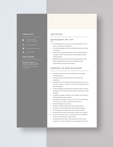 Consulting Engineer Resume Template