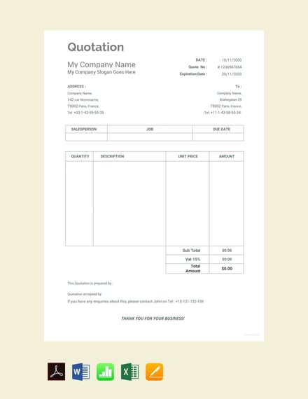 40 Free Quotation Templates Pdf Word Excel Google