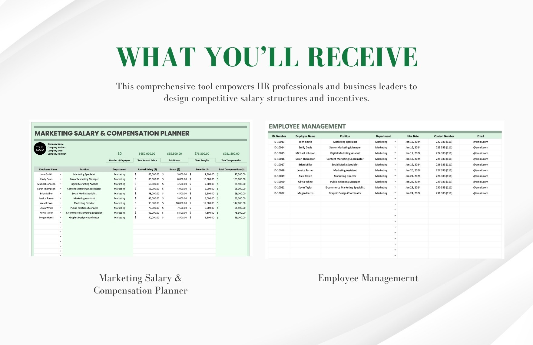 Marketing Salary & Compensation Planner Template
