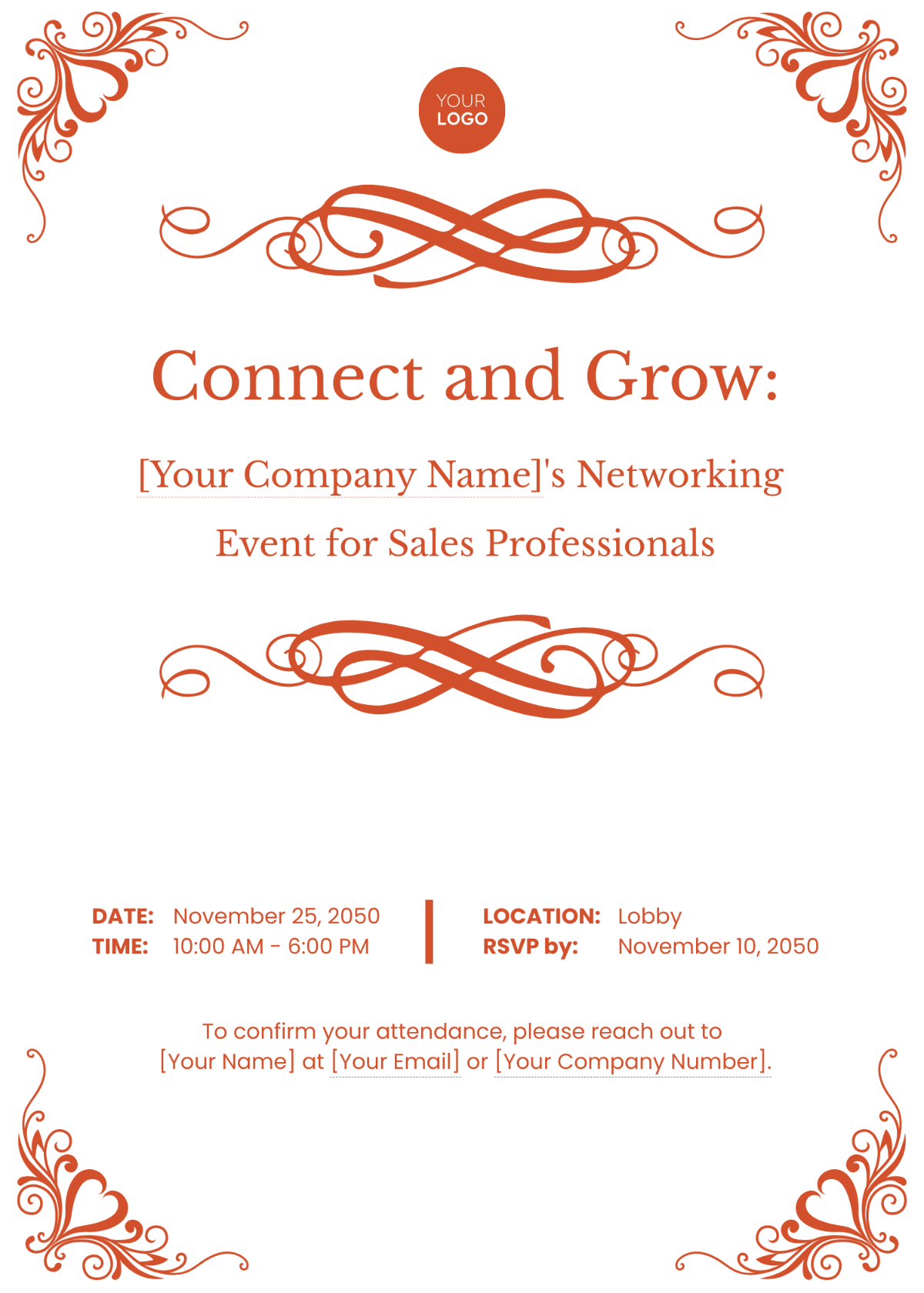 Networking Event for Sales Professionals Invitation Card Template