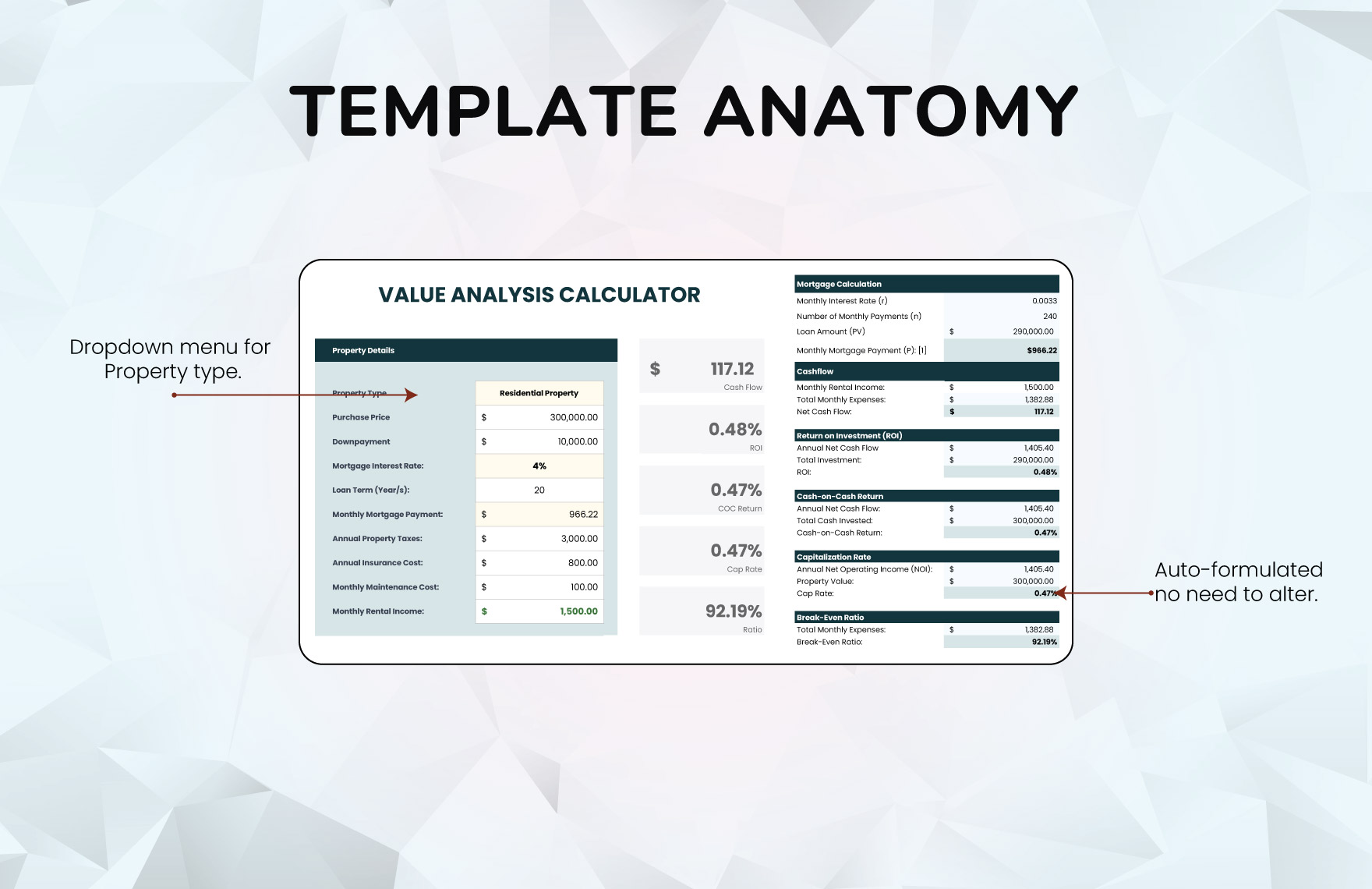 Value Analysis Calculator Template