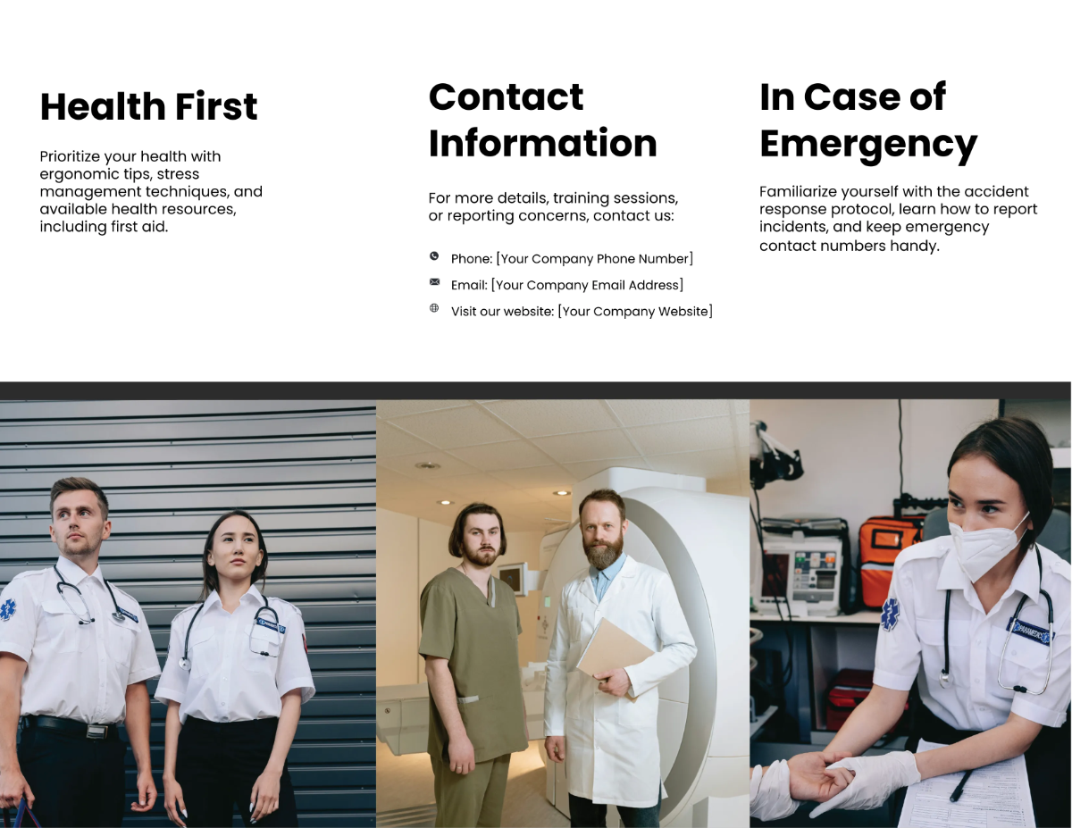 Free Workplace Health and Safety Guidelines Brochure Template to Edit Online