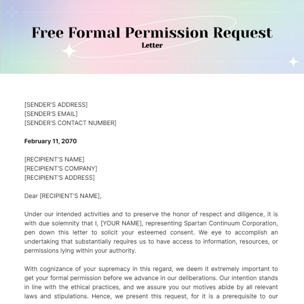 Formal Permission Request Letter Template