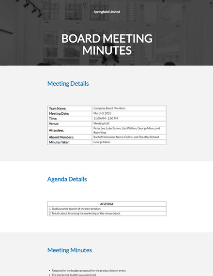 Free Nonprofit Board Meeting Minutes Template - Word (DOC) | Google ...