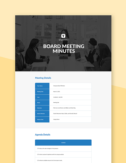 FREE Board Meeting Minutes Template | Template.net