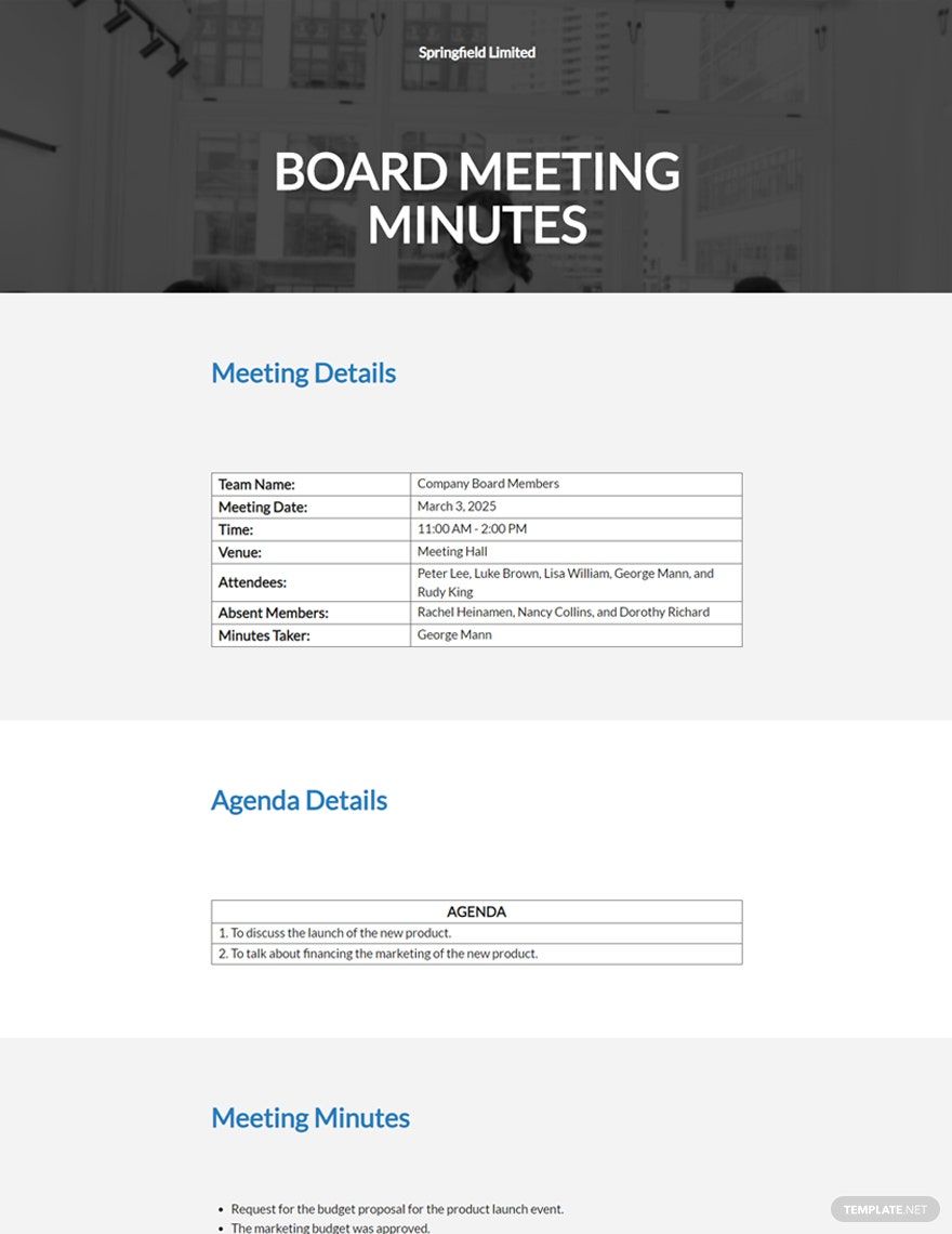 Board Meeting Minutes Template