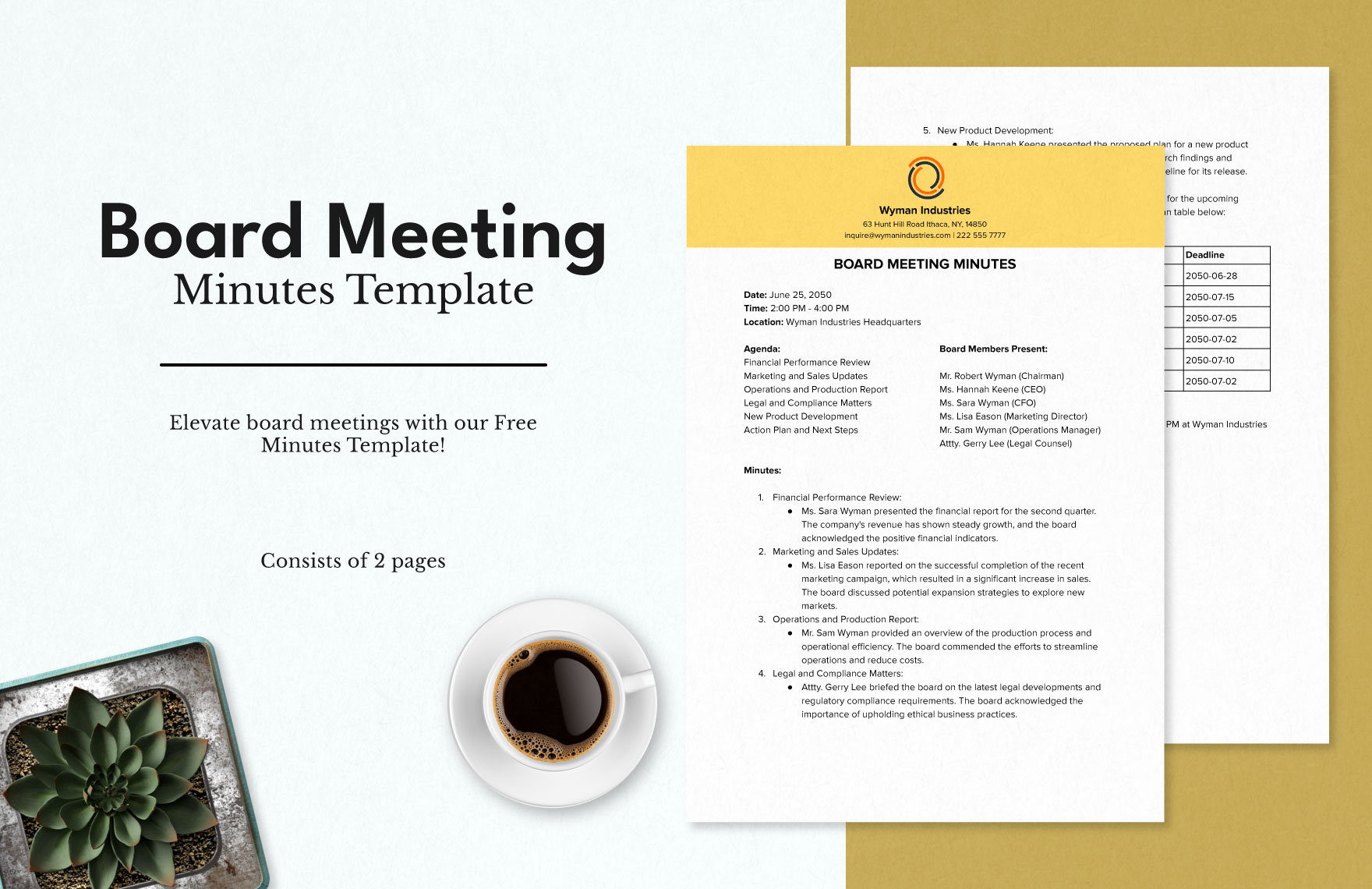 minutes of board meeting template word