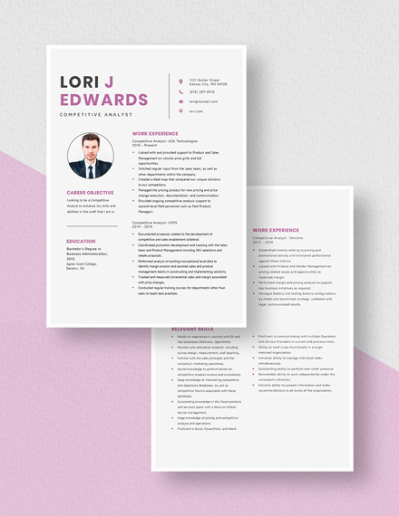 Competitive Analyst Resume Download