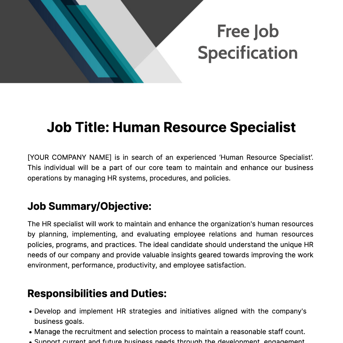 Job Specification Template - Edit Online & Download