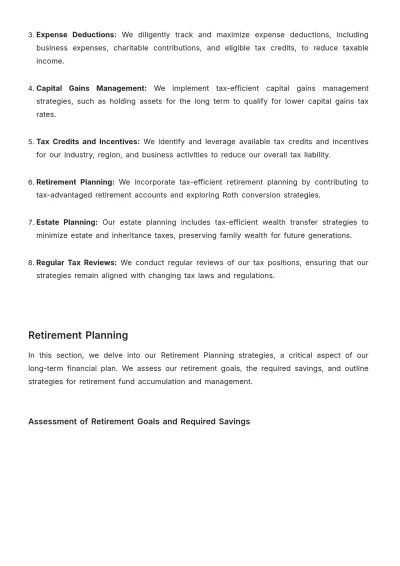 Free Detailed Financial Plan Template to Edit Online