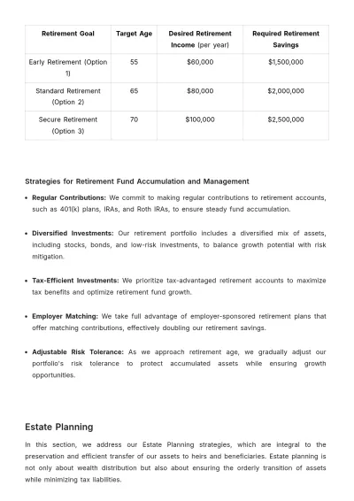 Free Detailed Financial Plan Template to Edit Online