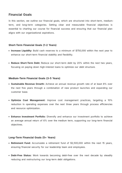 Free Detailed Financial Plan Template to Edit Online
