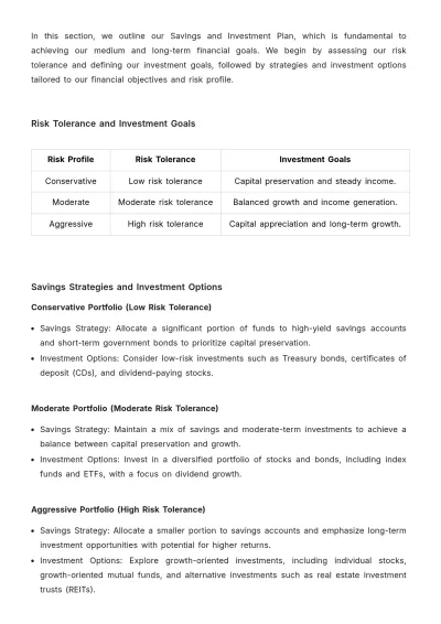 Free Detailed Financial Plan Template to Edit Online
