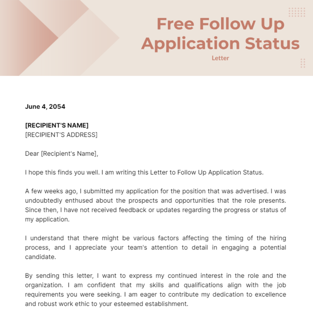 Letter to Follow Up Application Status Template