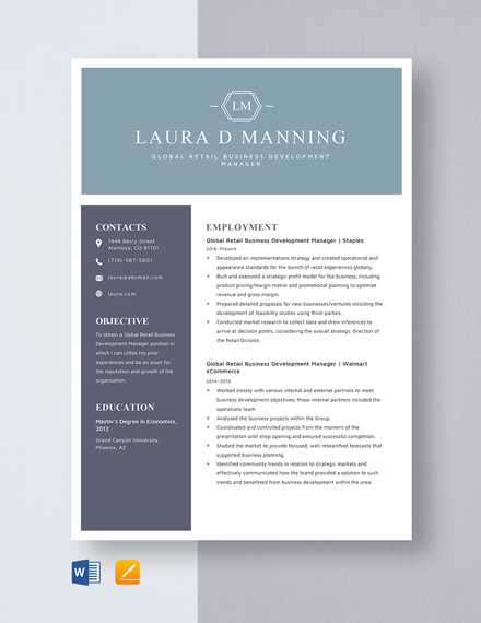 Music Business Manager Resume Template - Word, Apple Pages | Template.net