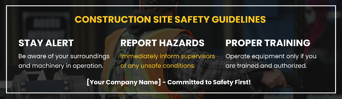 Construction Site Safety Guidelines Billboard Template