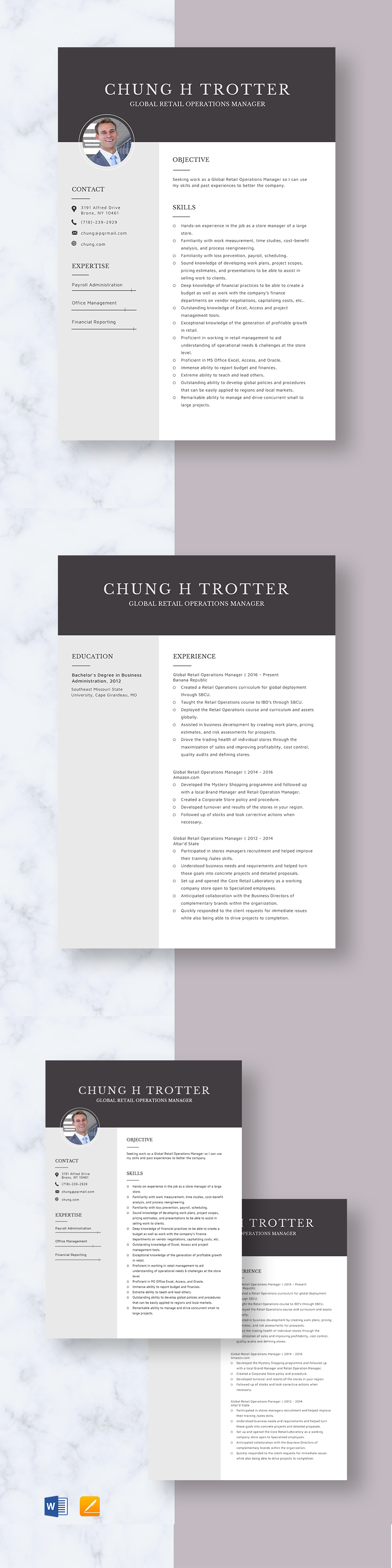 Free Global Retail Operations Manager Resume Template