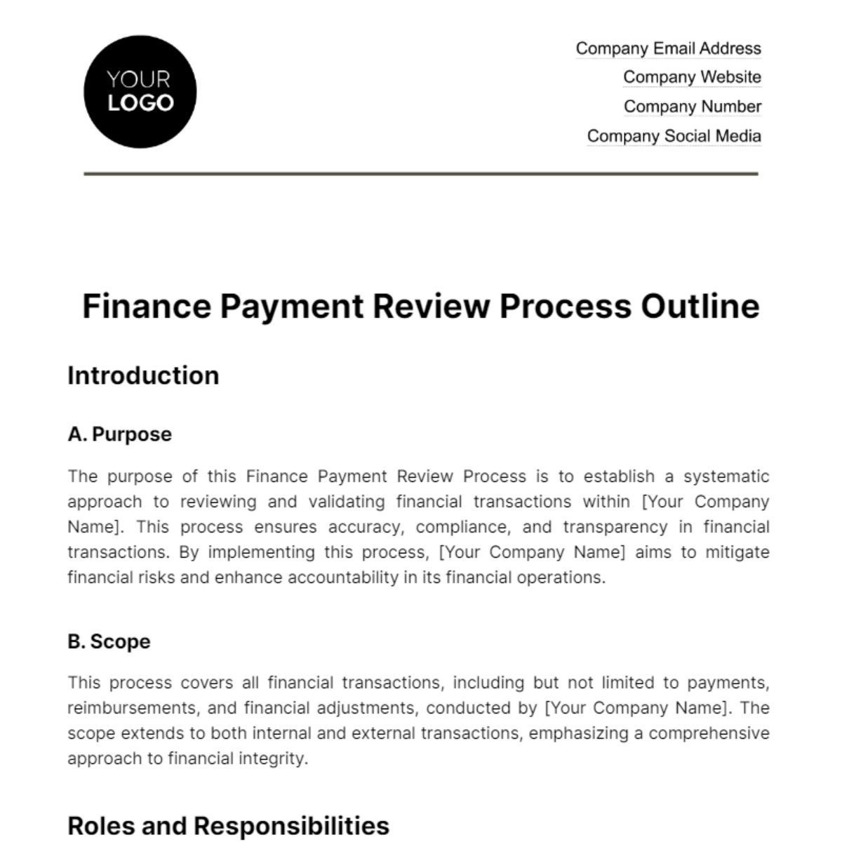 Finance Payment Review Process Outline Template