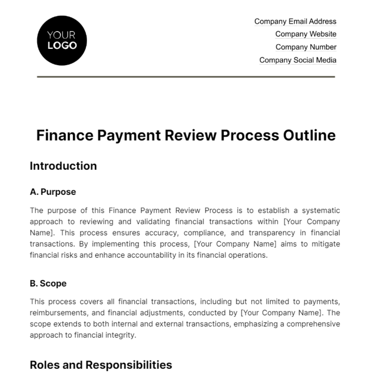 Finance Payment Review Process Outline Template - Edit Online & Download