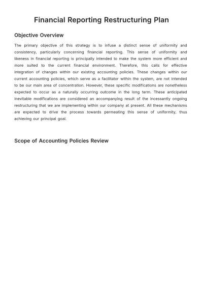 Free Financial Reporting Restructuring Plan Template to Edit Online