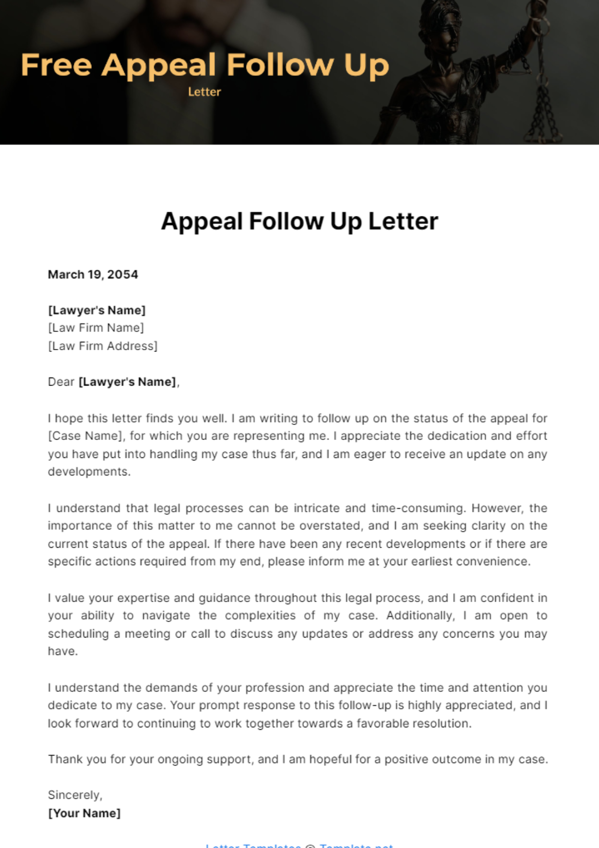 Free Appeal Follow Up Letter Template