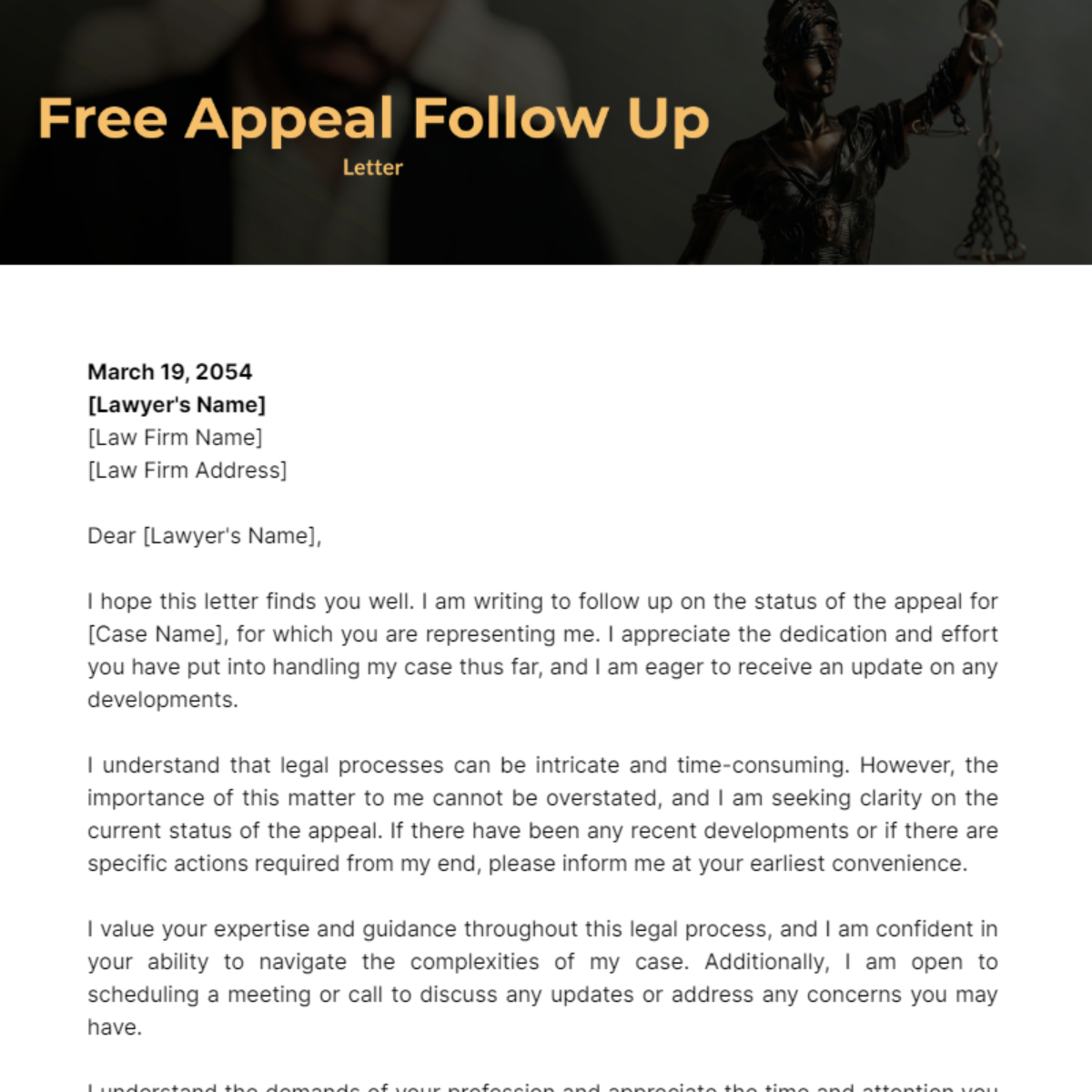 Appeal Follow Up Letter Template