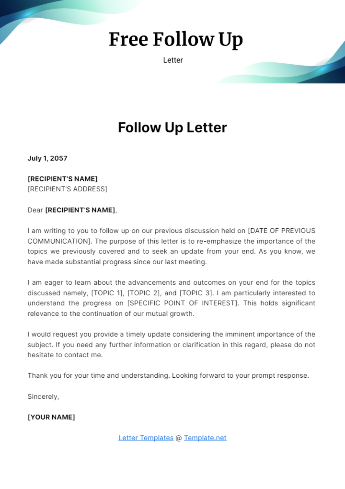 Free Follow Up Letter Template
