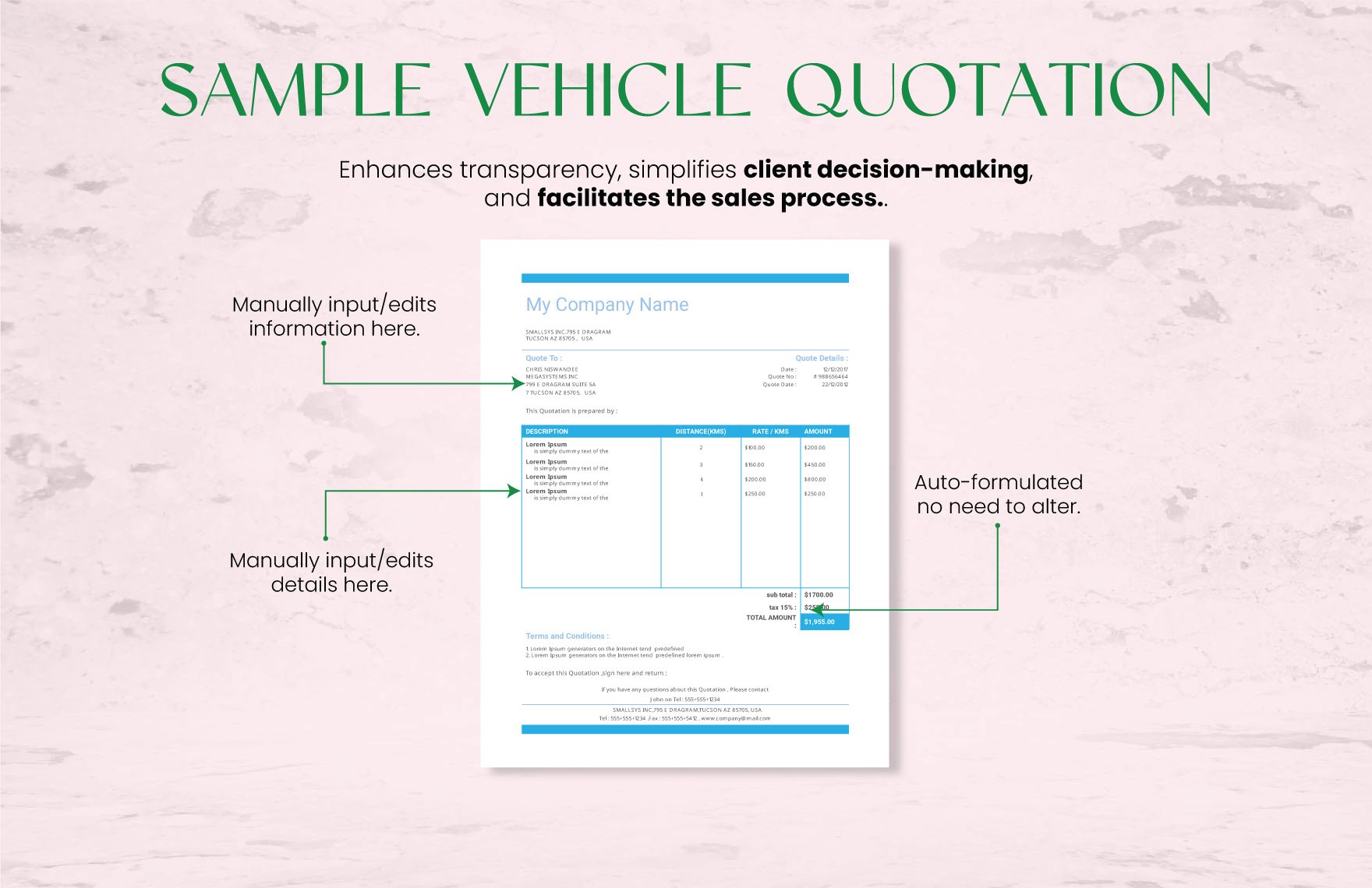 Sample Vehicle Quotation Template