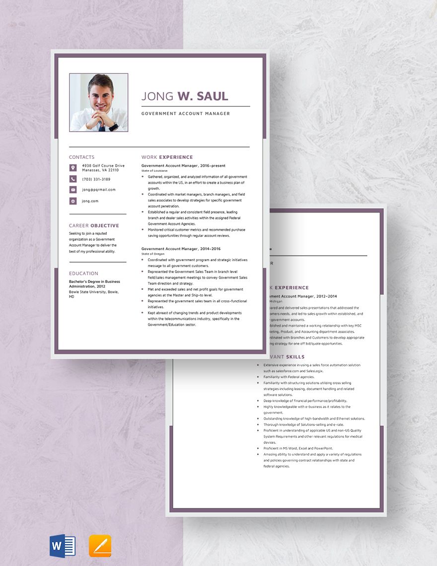 Government Account Manager Resume