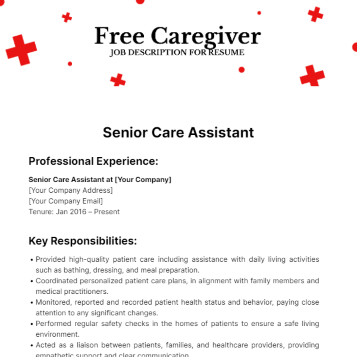 Caregiver Job Description For Resume Template Edit Online And Download Example