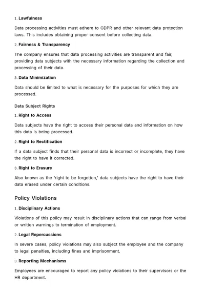 Free Remote Work Policy and GDPR Compliance HR Template to Edit Online