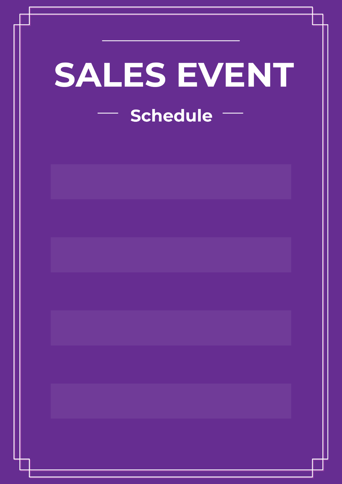 Sales Event Schedule Signage Template