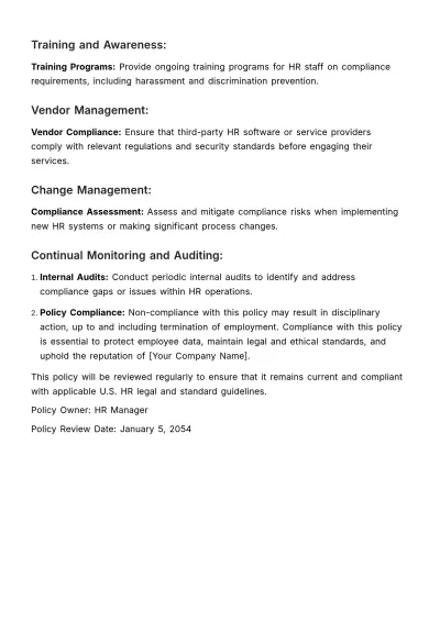 Free IT and Systems Compliance for HR Template to Edit Online