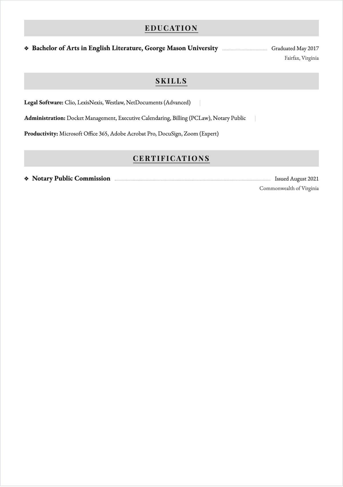 Free Administrative Assistant ATS Resume Template, AI Resume Builder