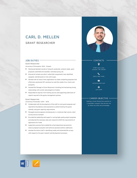 FREE Research Resume Template - Download in Word, Google Docs ...