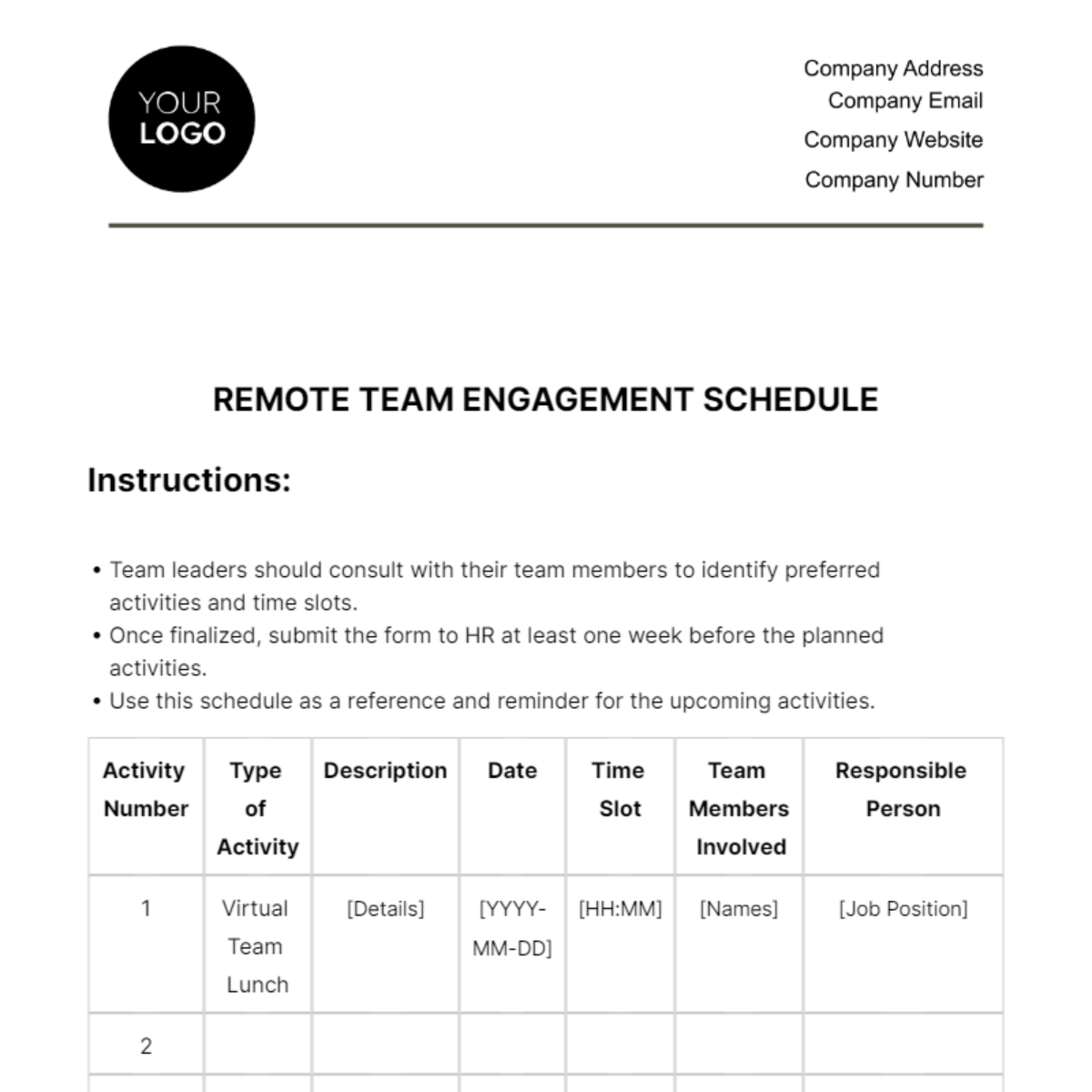 FREE Team Templates Examples Edit Online Download