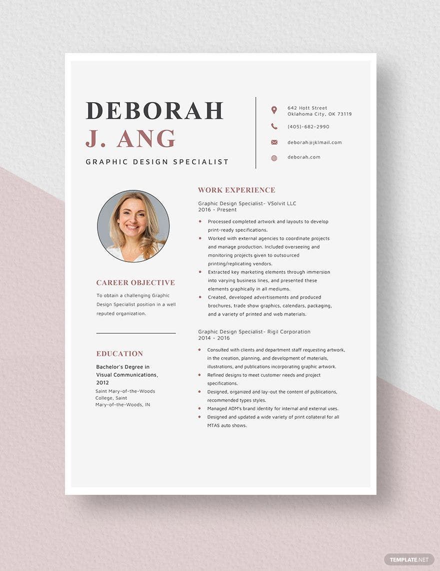 Graphic Design Specialist Resume